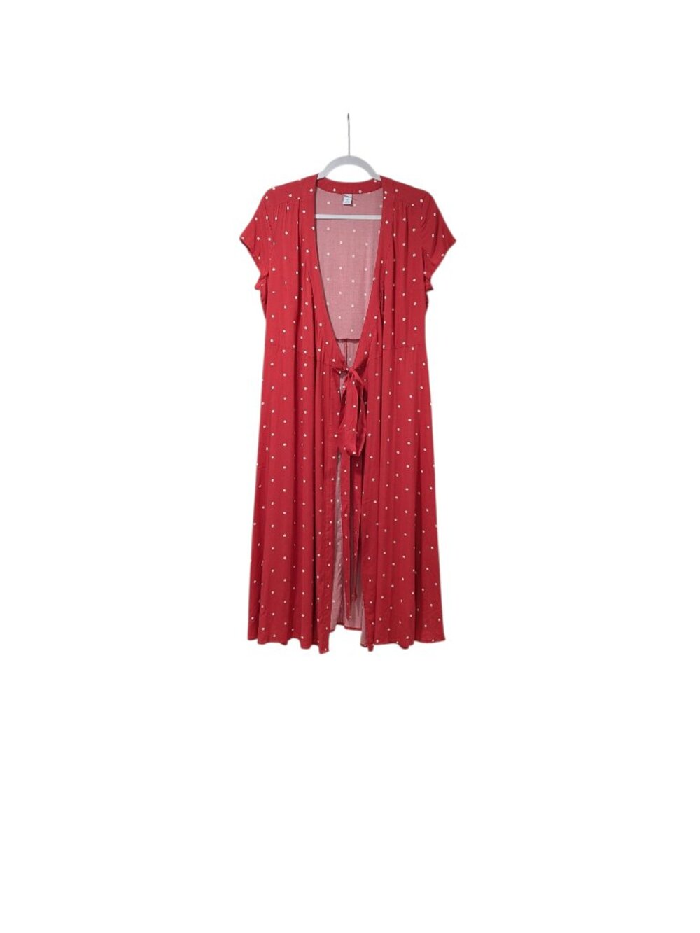 Old Navy Pink Polka Dot Short Sleeve Wrap Maxi Dress Whimsical Timeless Sz M